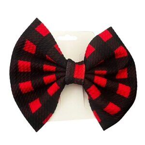New 5" Buffalo Check Red and Black Hairbow